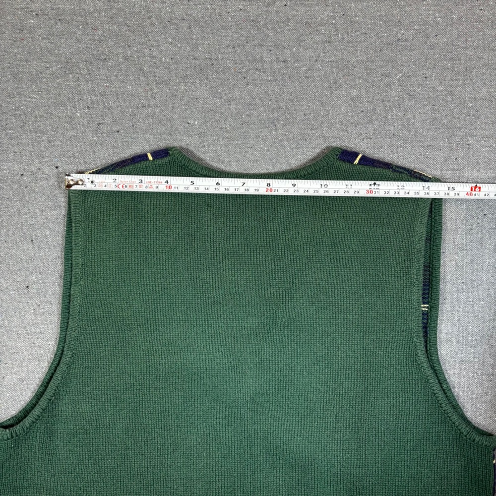 EP Pro Golf Sweater Vest Green Navy Plaid Cotton Knit Button Front Tie Back S - Picture 6 of 6